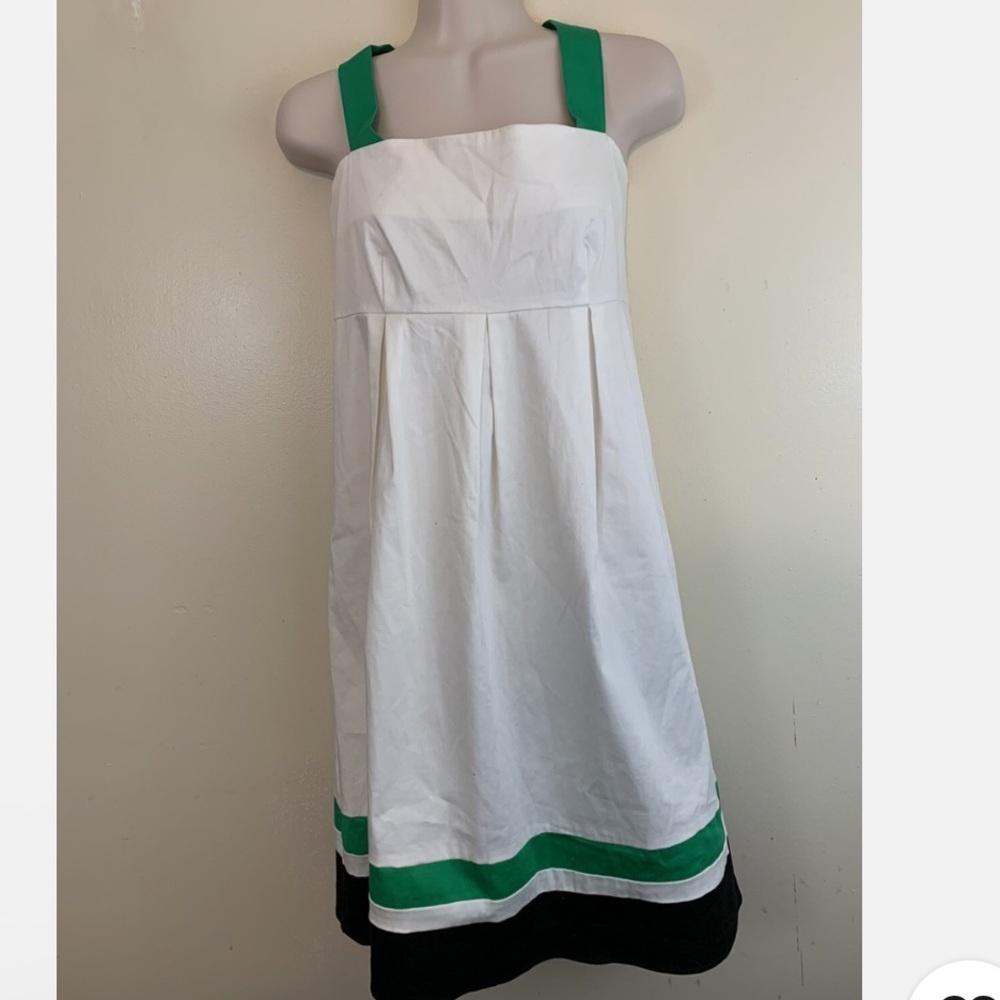 Dby Ltd White Cotton Dress with Green Accents size 10 - Picture 2 of 5